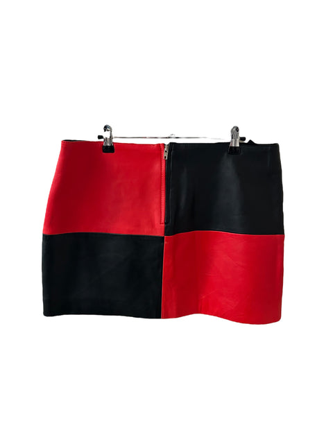 Leather Red/Black Bi Color Skirt