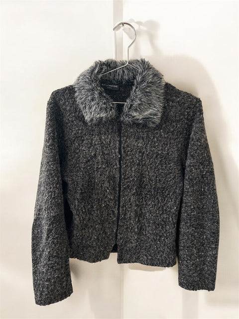 Grey Vest With Collar Fur