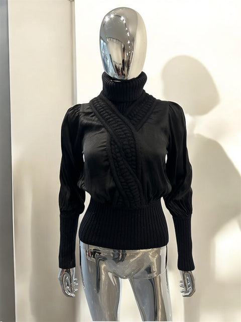 Black Sweater Wool/Satin Cavalli