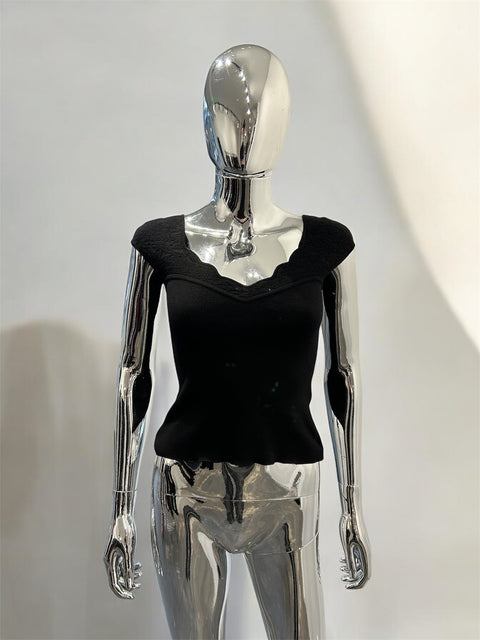 Black Mugler Wool Top