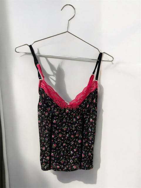 Debardeur D&G à Fleur et Dentelle Rose