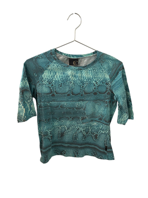JustCavalli Blue Snake Print T-shirt