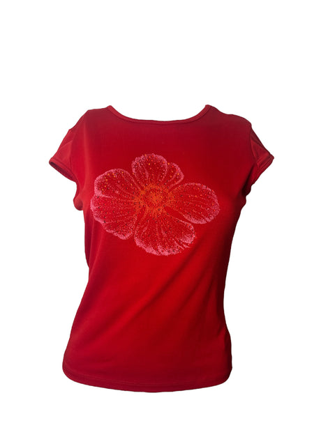 Lunachix Red Flowers Top
