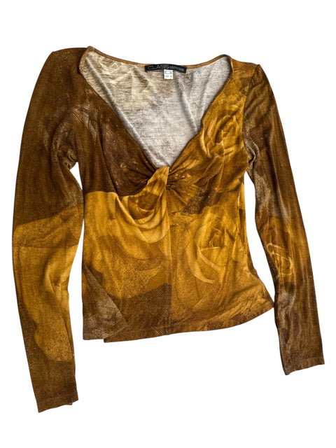 Roberto Cavalli Brown Printed Top
