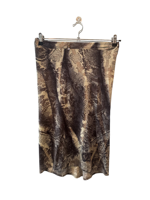 Roberto Cavalli Brown/Green Midi Skirt