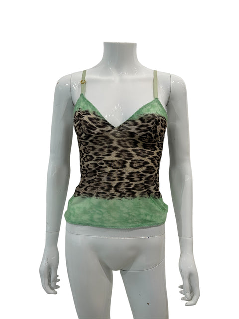 Roberto Cavalli Green Leopard Top