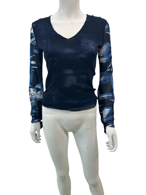 Kenzo Blue Kimono Mesh Top