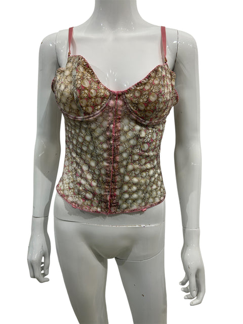 Roberto Cavalli Pink Print Bustier
