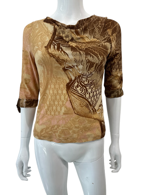 Roberto Cavalli Multi Print Brown Top