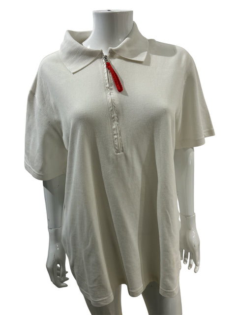 Prada White Zip Polo