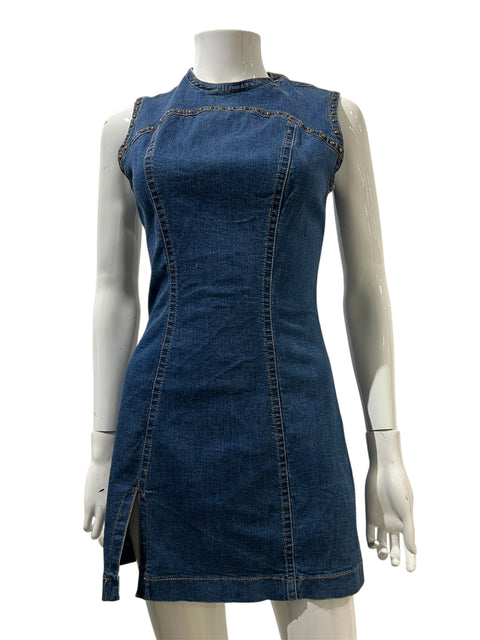 Plein Sud Blue Jean Sleeveless Short Dress