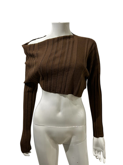 Pinko Brown Cropped Long Sleeve Top