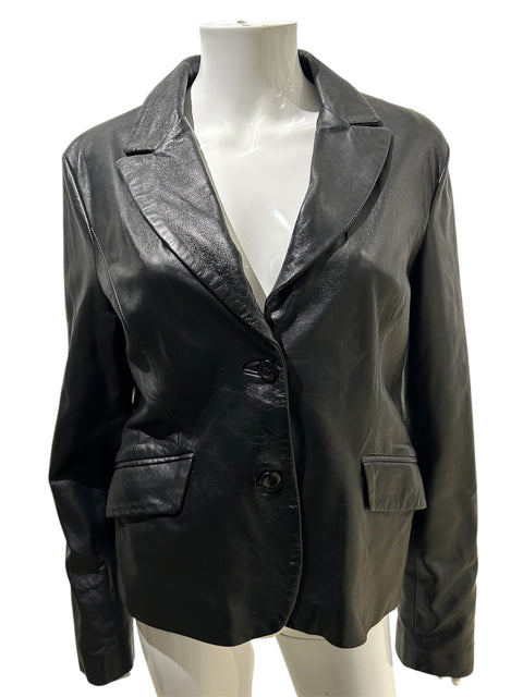 Black Leather Classic Suit Jacket
