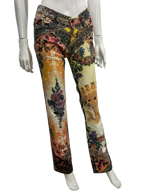 Cavalli Multicolor Romantic Flowers Ornements Glitter Jean