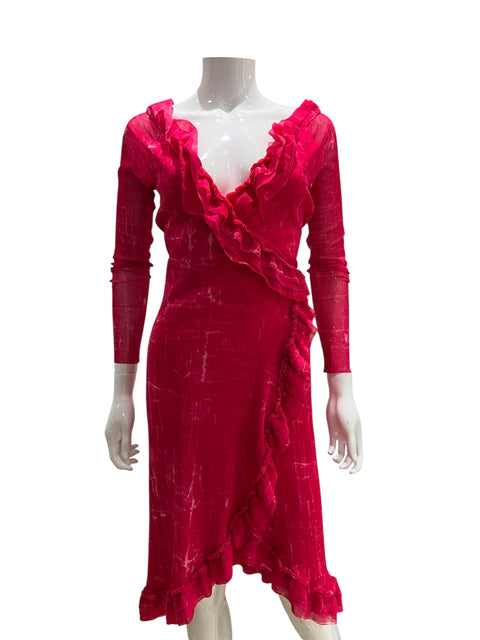 JPG Pink Wrap Mesh Dress
