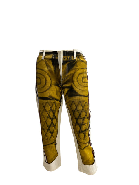 JPG White Denim Trompe L'oeil Capri