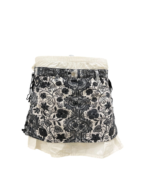 JPG Black Denim Lace and Cotton Lining