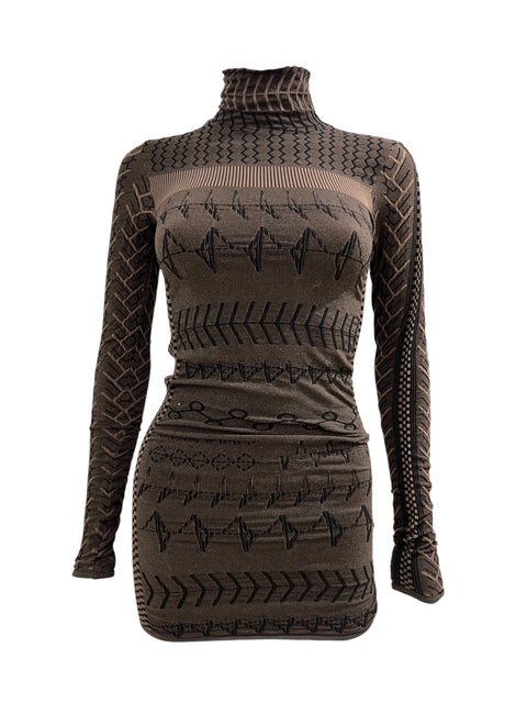 Marithé François Girbaud Brown and Black Long Sleeve