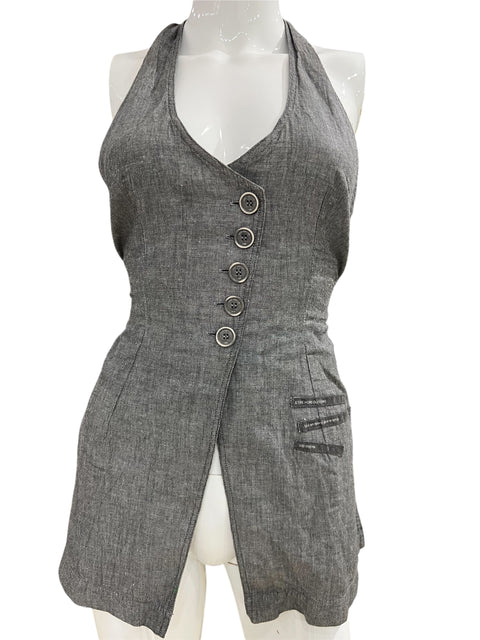 Cop Copine Grey Buttoned BackLess tank Top