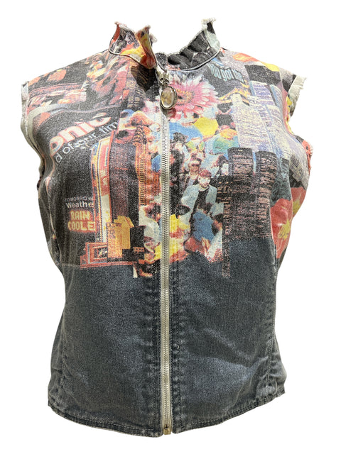 Roberto Cavalli Grey Sleeveless Denim Jacket