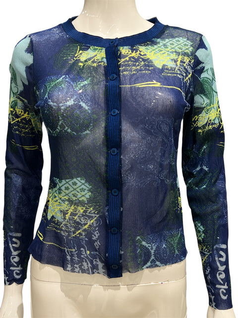 Kenzo Navy Blue Mesh Cardigan