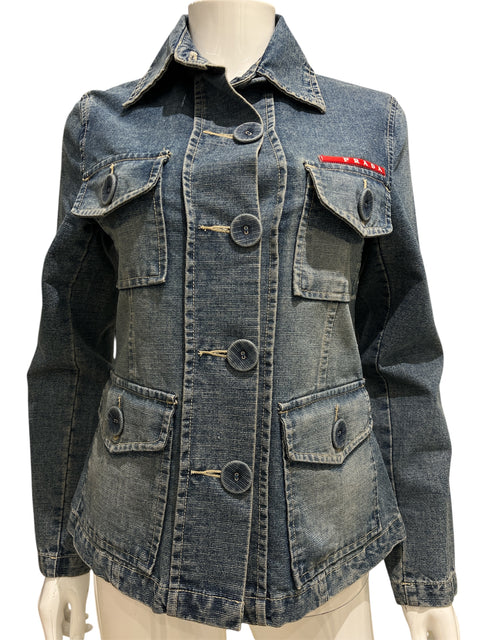 Prada Blue Denim Jacket Large Button