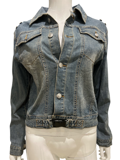 Richmond Blue Denim Jacket Diamond Details on the Back
