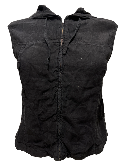 Armani Jeans Navy Blue Hooded Sleeveless Linen Vest