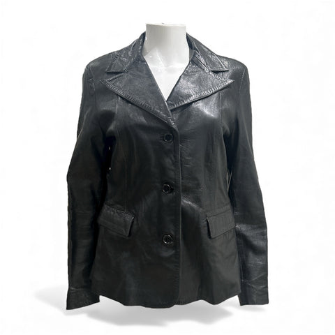 Vintage Tailored black Leather Jacket