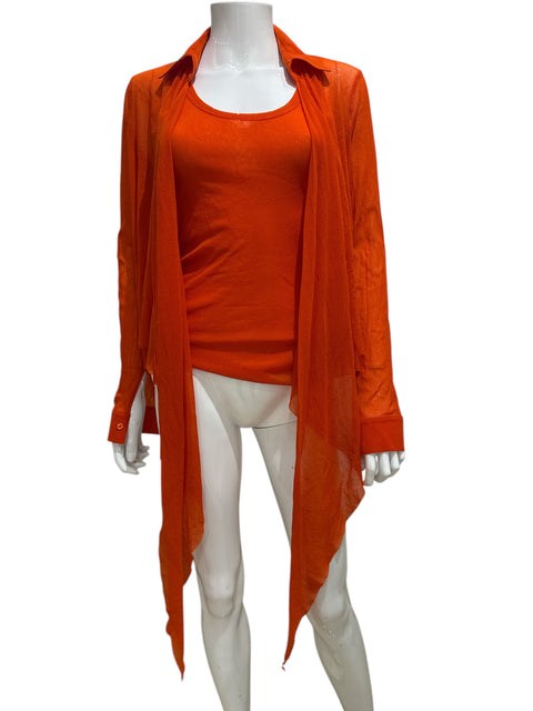 Fuzzi Orange Mesh Set Tank Top Shirt