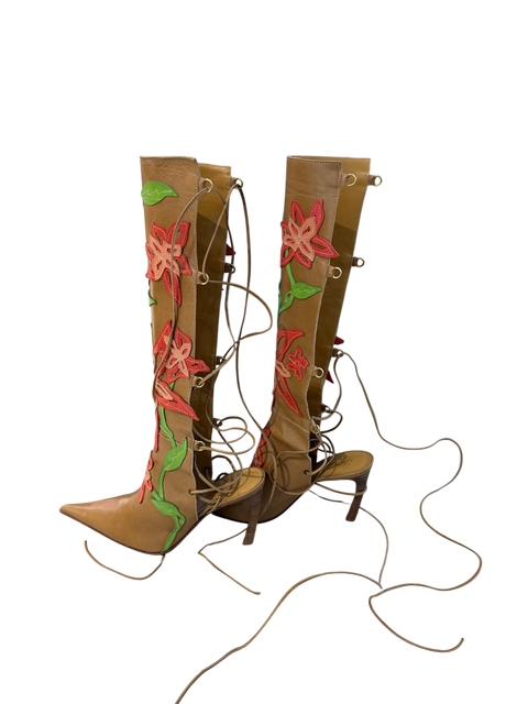 Les Copains Light Brown Floral Boots