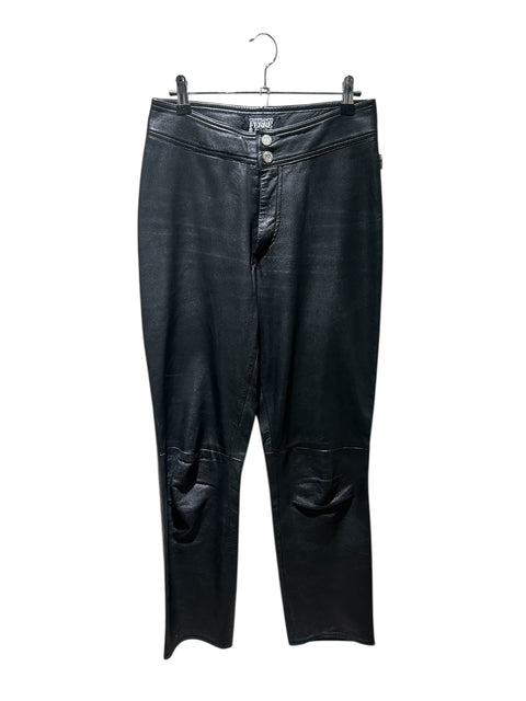 GianFranco Ferre Leather Black Simple Pants