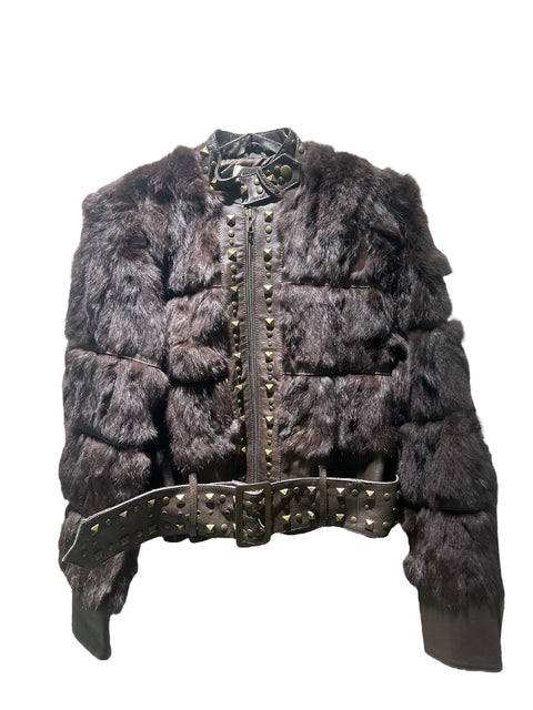 Blanco Leather and Rabbit Fur Jacket