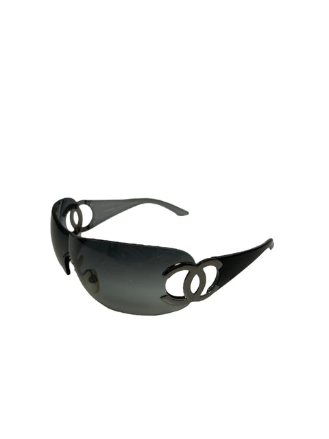 Chanel Black Silver Logo Sunglasses