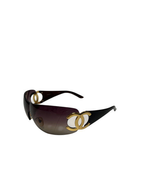 Chanel Purple Gold Logo Sunglasses