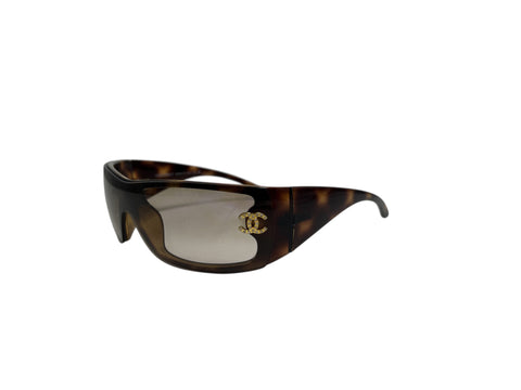 Chanel Tortoiseshell Gold Sunglasses with Rhinestone Details