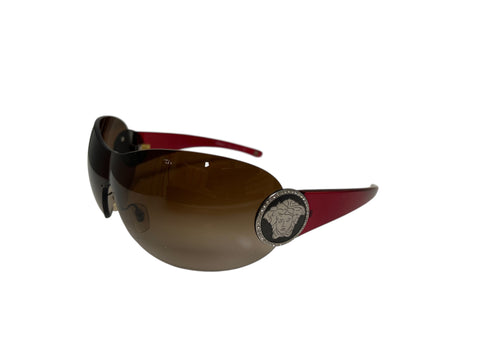 Versace Brown Red Sunglasses Rhinestone Details