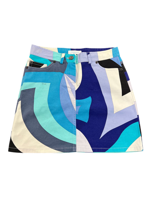 Emilio Pucci Tones of Blue Mini Skirt