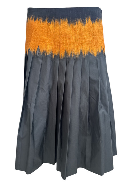 Salvatore Ferragamo Grey Orange Pleat Skirt