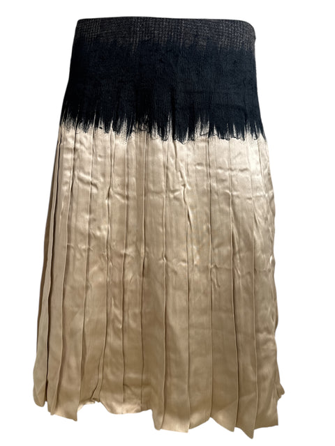 Salvatore Ferragamo Black White Pleat Skirt