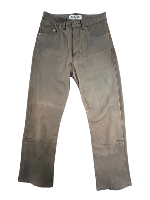 Brown Straight Leather Pants