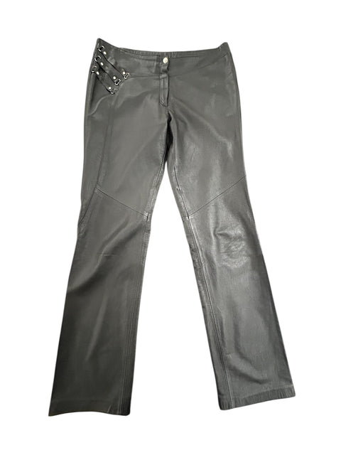 Side-Strap Leather Pants
