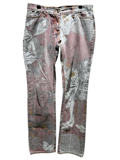 Just Cavalli Purple/Grey with Gold Detail Jean Pant