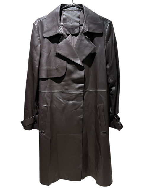 Collezioni Brown Leather Trench Coat
