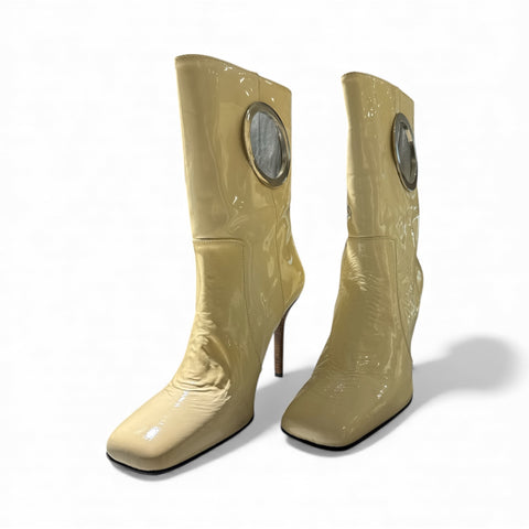 Dolce&Gabbana Cream Vinyl Boots