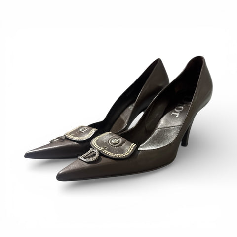 Dior Chocolate Details Logo Heels John Galliano T.37
