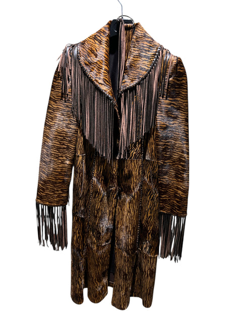 Vintage Pony Hair with Fringes Long Coat