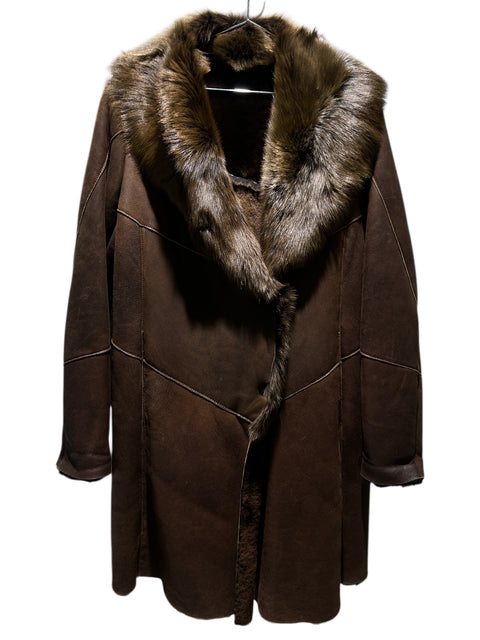 Vintage Brown Shearling Long Coat