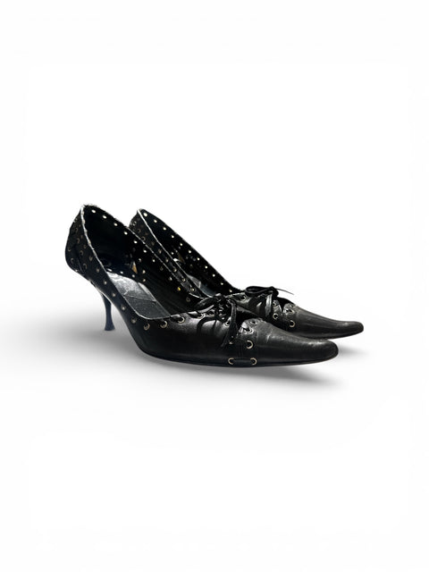 Dior Black Heels Rivet Knot Details