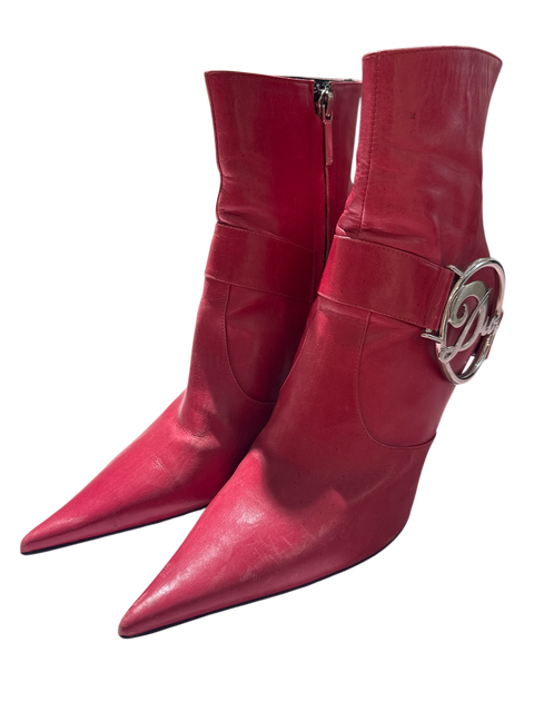 Dior Red Buckle Boots